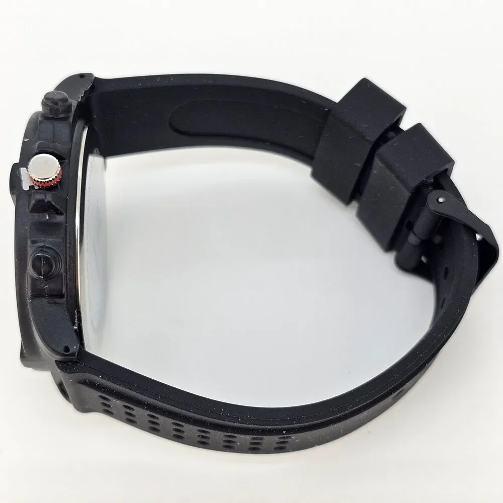 Men's Watch 50MM Black Dial Black Case Black Plastic Bands New Battery‎